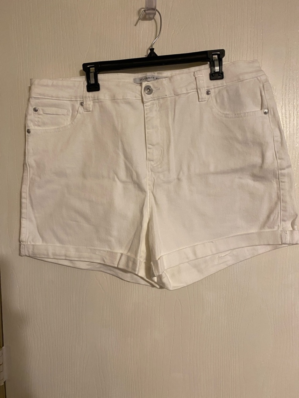 Celebrity Pink White High-Waist Denim Shorts